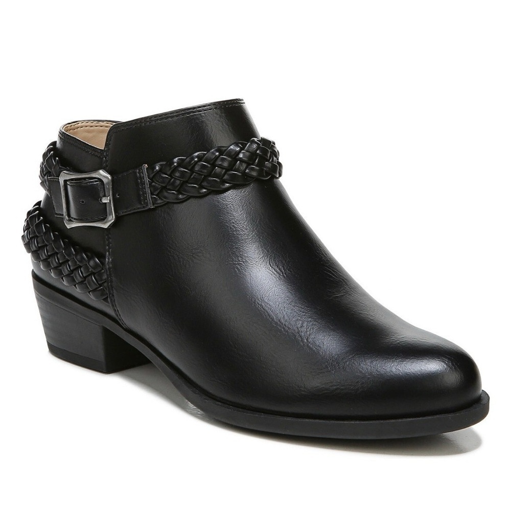 LifeStride Adriana Booties Round Toe Braided Detailing Memory Foam Black